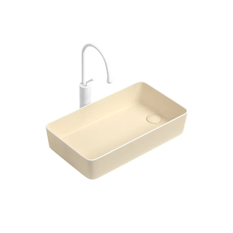 

Art Stage Basin Hotel Washing Table Basin Matte Color Ceramic Integrated Edge Measuring Water Washing