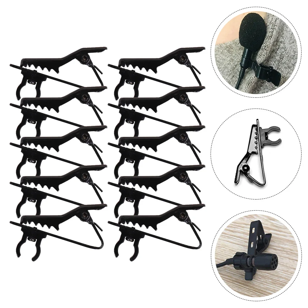 

10Pcs Mic Lapel Clips Plastic Microphone Holders Replacement Compact Lavalier Clips for Performance Stage Microphone Holders