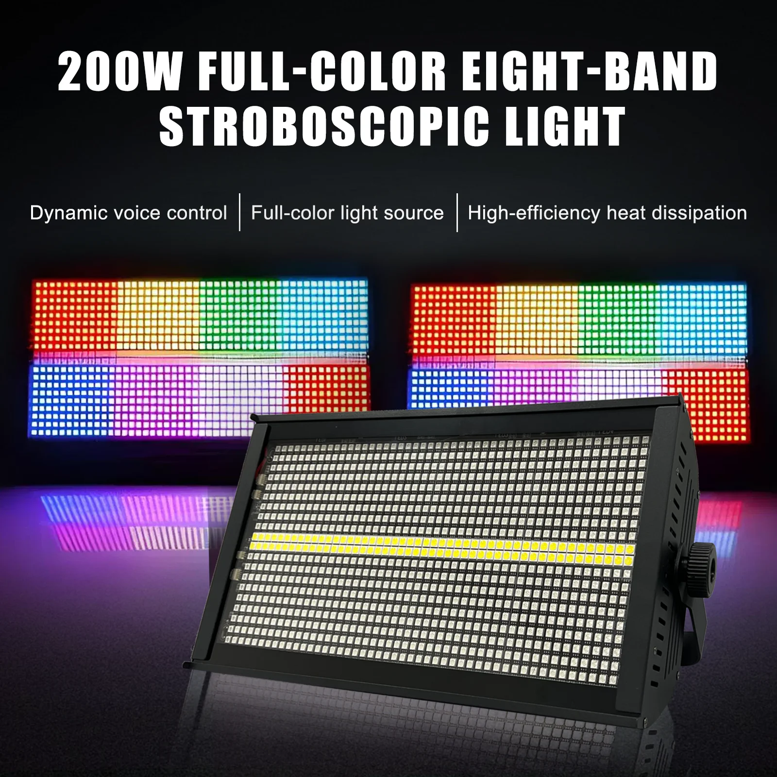 POLET 200W LEDRGBW 4in1 8+8 Partition Strobe Light White 8000K DMX512  Bright Dj Wash Wedding Bar Strobe Stage Lighting Effects