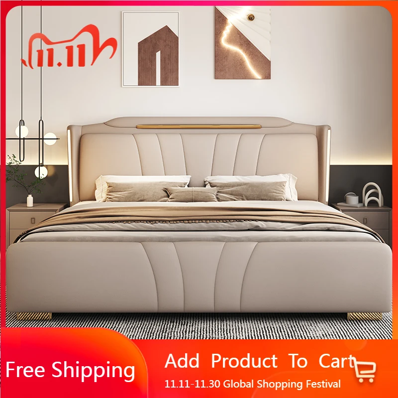 

Wedding Soft Bed Minimalist Fashionable Design Soft Designer Beds Aesthetics Cheap French Nordic Wood Cama Casal Home Furniture