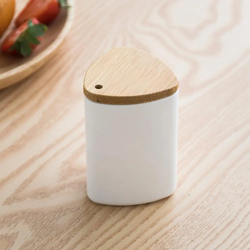 1Pc Toothpick Container Detachable Refillable Bamboo Lid Convenient Dining Table Toothpick Dispenser With Lid Kitchen Supplies