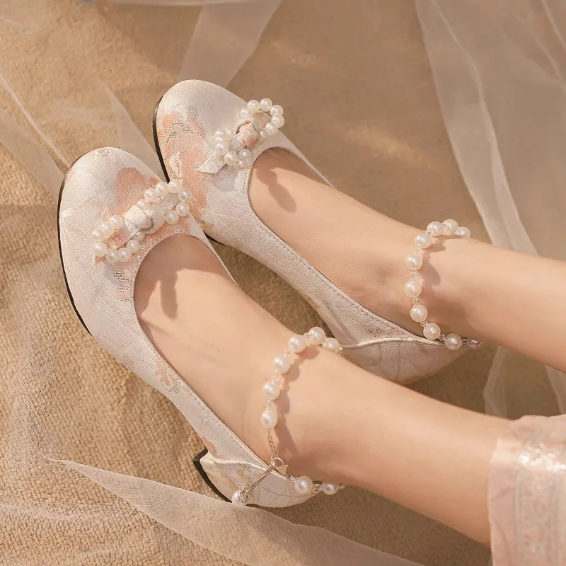 Qipao – chaussures classiques à talons hauts Lolita pour femmes, jupe Mian assortie, Style féerique ancien Hanfu LO, grande taille unique