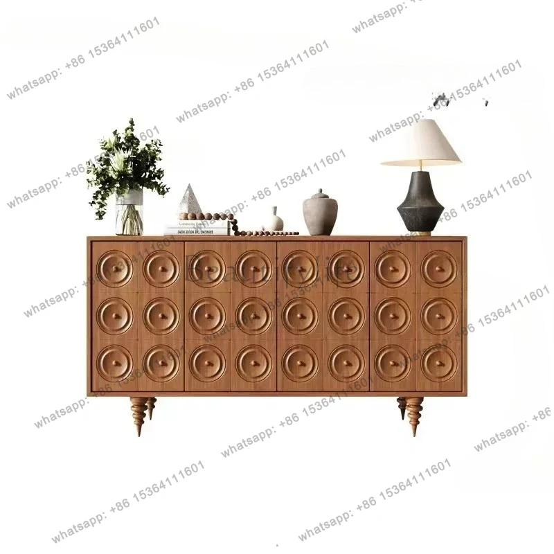 

French medieval solid wood porch storage tea cabinet living room dining room bowl storage simple locker