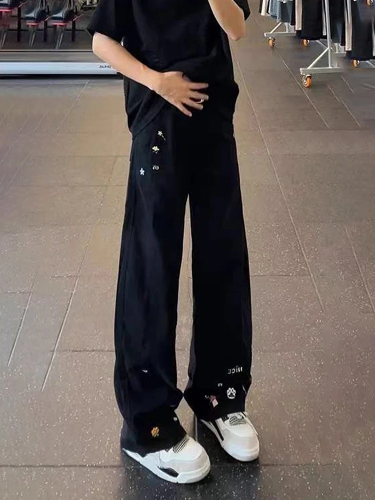 

Мужские джинсы в американском стиле с вышивкой, зауженные, расклешенные, осенние, в стиле High Street, прямые брюки