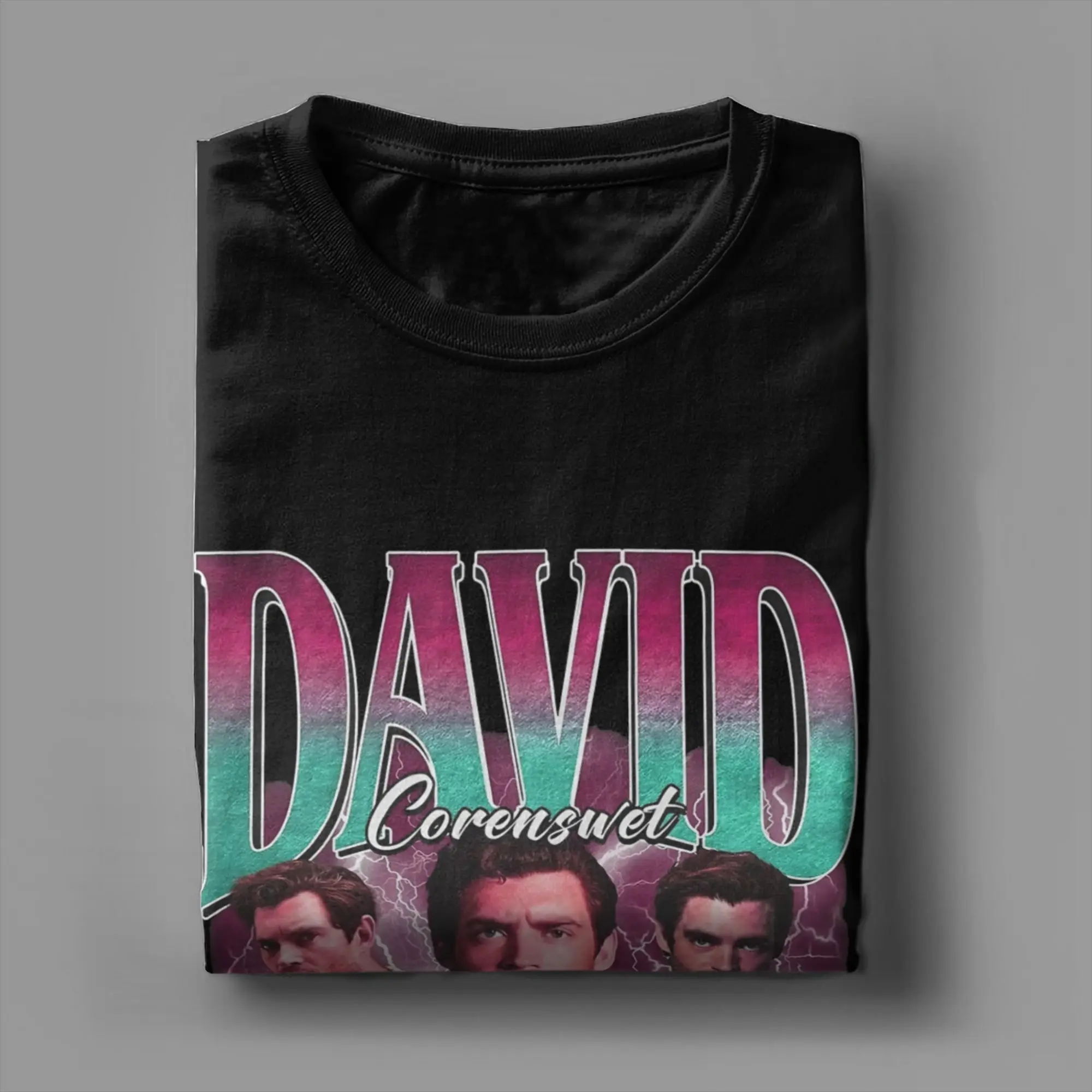 الرجال خمر ديفيد Bootleg 90s تي شيرت ملابس علوية من القطن الخالص الجدة قصيرة الأكمام Crewneck تيز مطبوعة تي شيرت