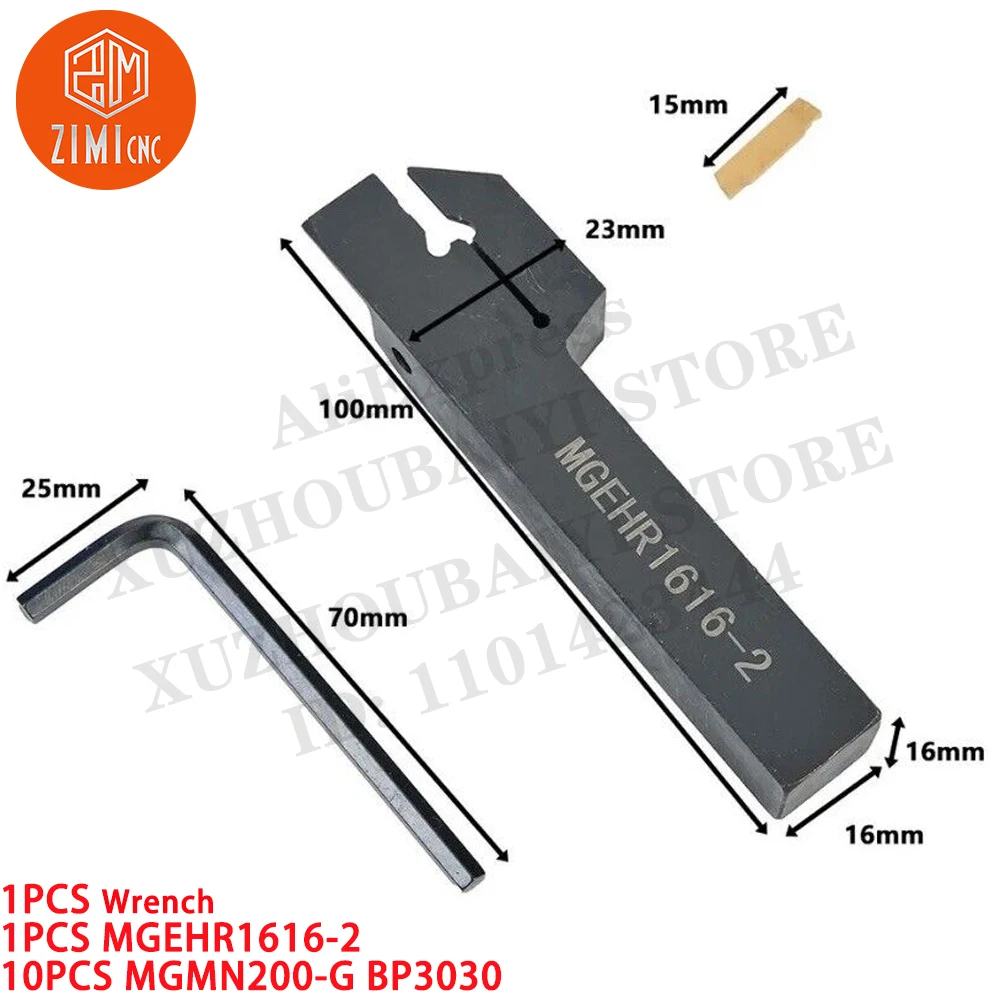 1 قطعة MGEHR1616-2 مخرطة الحز تحول حامل أداة + 10 قطعة MGMN200-G BP3030 إدراجات كربيد معدن سي ان سي ميكانيكي أدوات القطع