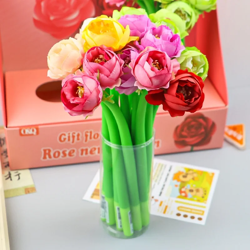 

32pcs/lot Creative Flower Gel Pen Cute 0.5mm Black Ink Neutral Pens For Writing Office School Supplies