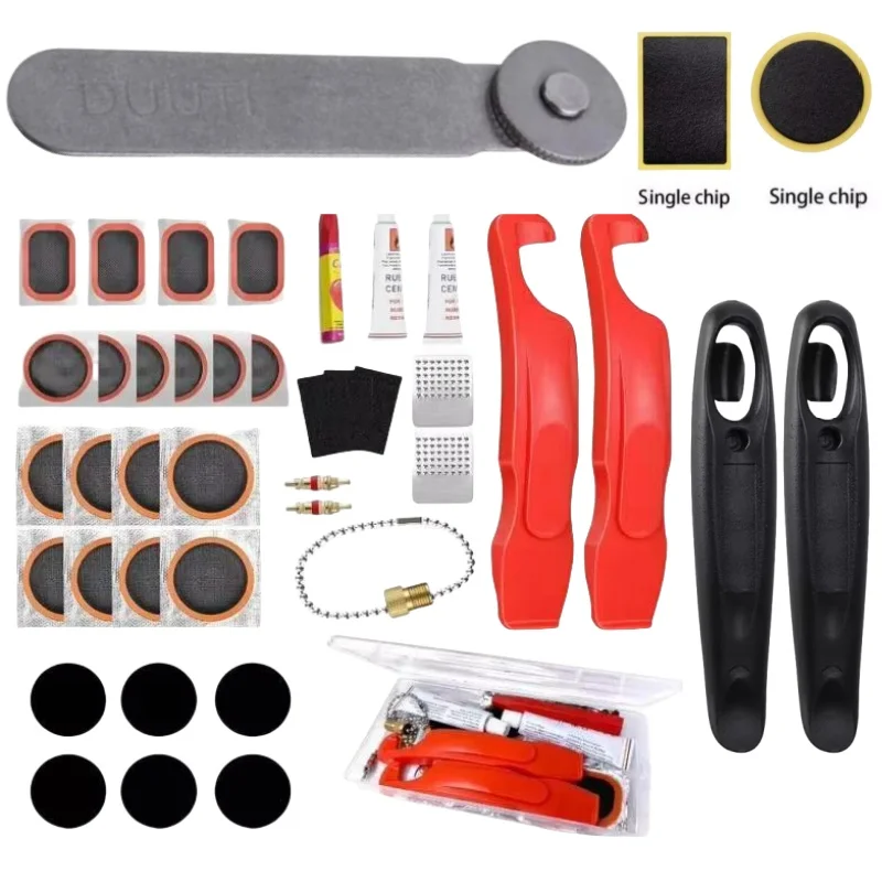 Bicycle Repair Bag Portable Tool Kit for Camping Travel - Patches, Inflator, Maintenance Essentials All in One Safety Kit