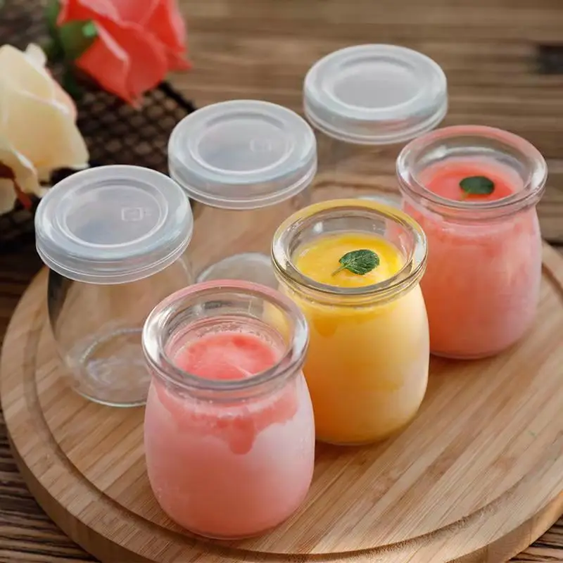 Clear Glass Food Bottle with Lid 100/150/200ML Pudding Yogurt Container Milk Jams Jelly Mousse Honey Spice Storage Jars Mini Cup