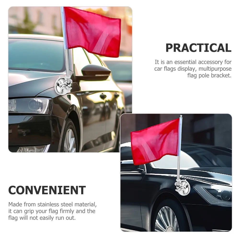 High Strength Stainless Steel Wall Mounted Flagpole Holder Car Flagpole Display Bracket Base Small Flag Pole Stand