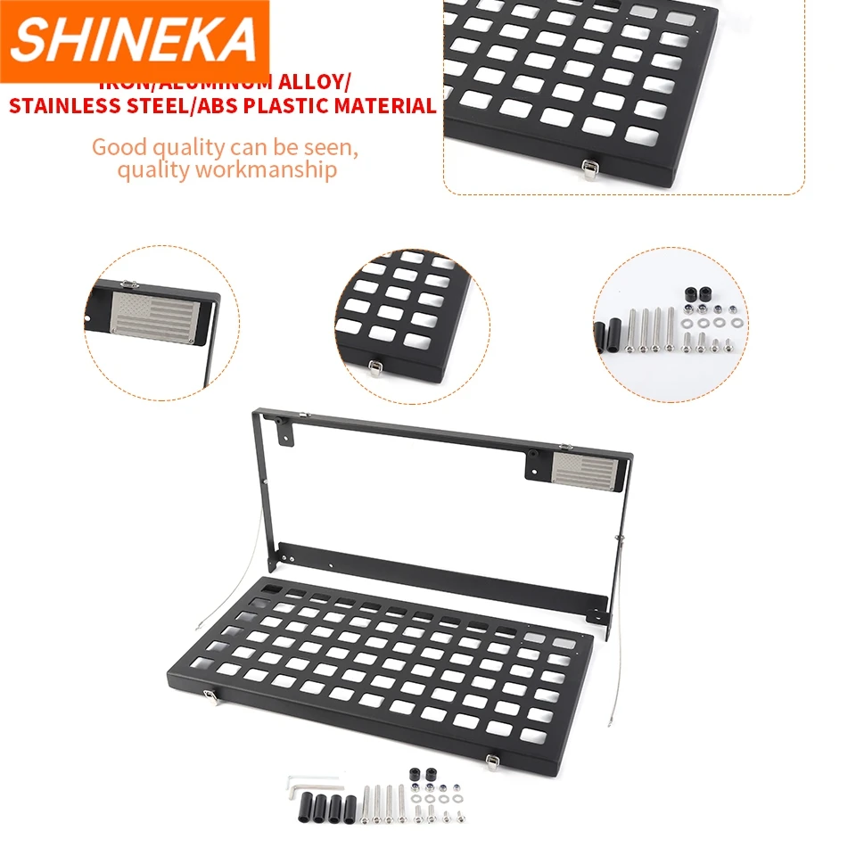 

SHINEKA автомобильная стойка для хранения задней двери, складной стол, задняя дверь, грузовая полка, держатель для багажа для Jeep Wrangler JL 2018, аксессуары