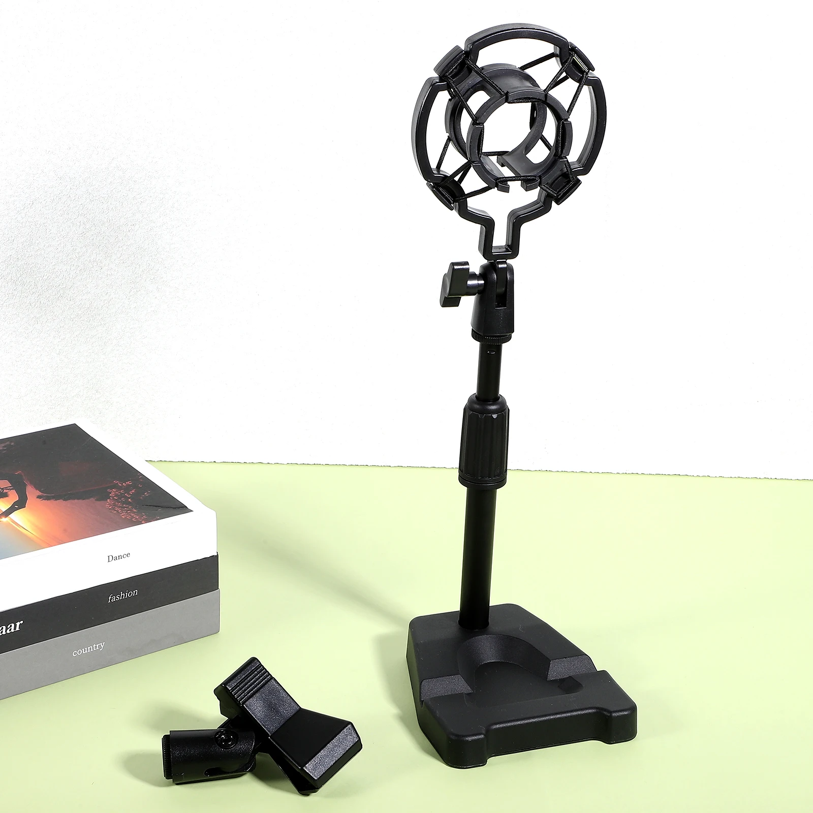 

Microphone Stand Desk Shock Mount Bracket Recording Clamp Spring Clip Mic Holder Table Base Phone Slot Office Speech Game Class