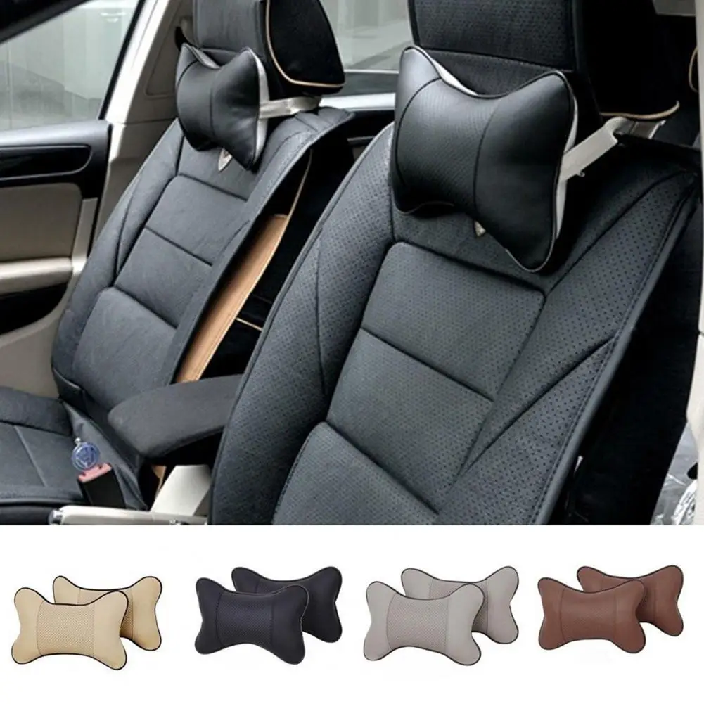 Headrest Hole-digging Neck Support Breathable Comfortable Anti Fatigue Universal Faux Leather Auto Safety Pillow For Car