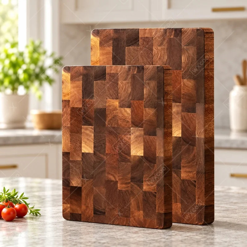 WXCOO Thicken Kitchen Cutting Board Acacia Wood Splicing Solid Wood Chopping Board Checkerboard Kitchen Accessories