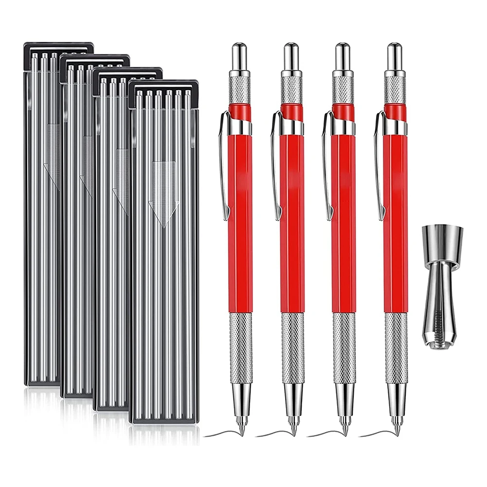 

Streak Welders Pencil, Mechanical Metal Marker Silver Pen with Built-in Sharpener for Welding, Fabrication, Woodworking