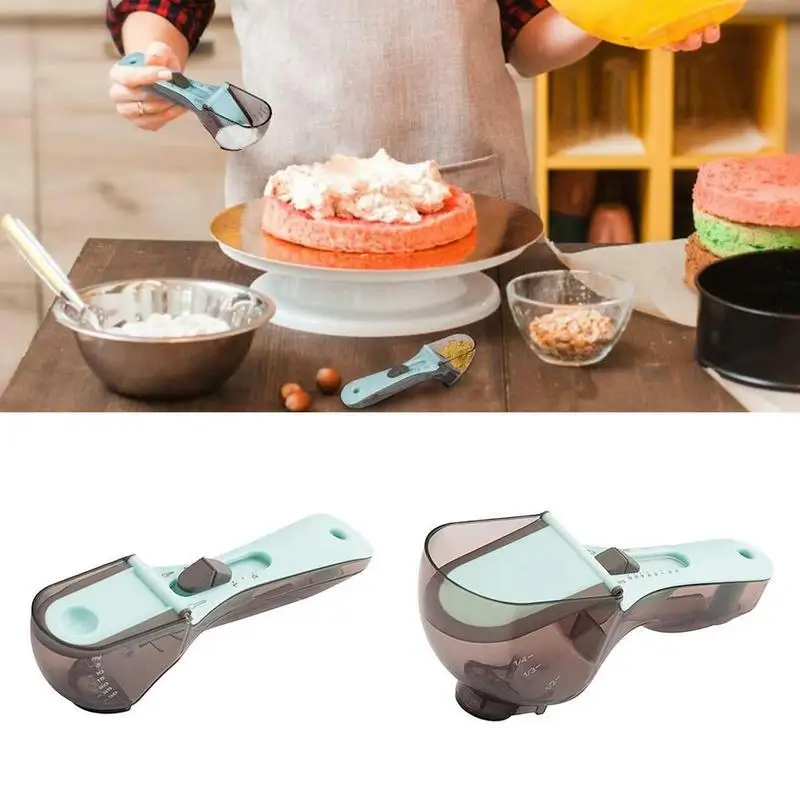 

Kitchen Tools Plastic Scale Measuring Spoon Adjustable Measuring Spoon Set Baking Tool Measuring Spoon 2 Pieces