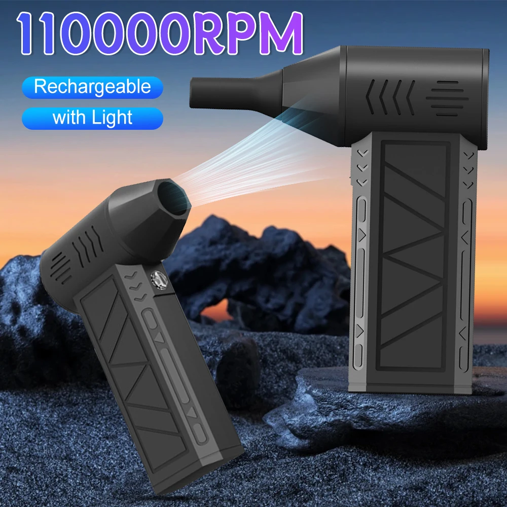 110000RPM Mini Fan Rechargeable Electric Air Duster with Light Handheld Duct Fan Jet Dry Blower for Laptop Computers Keyboard