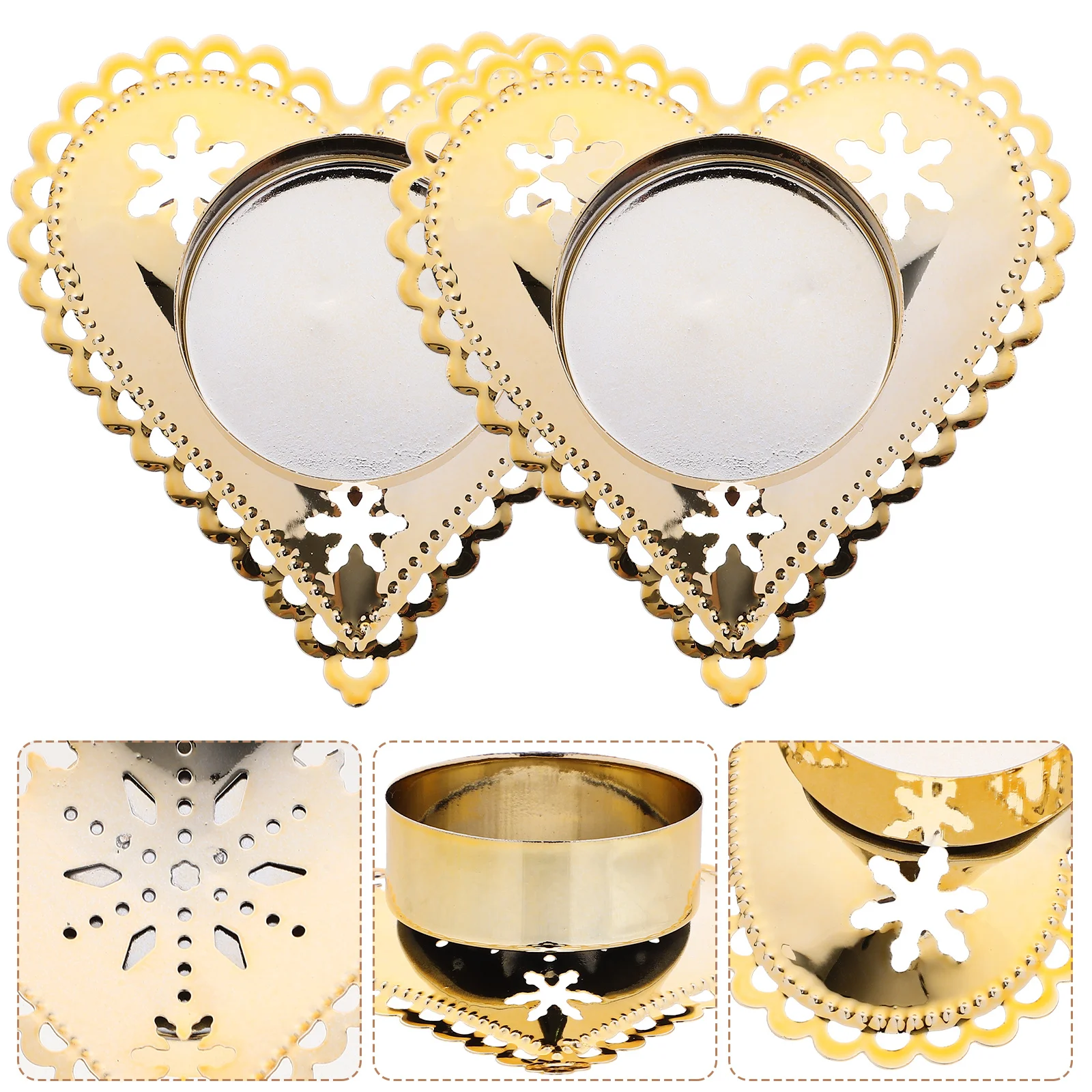 2 قطعة شكل قلب عيد الميلاد حامل معدني عيد الميلاد Tealight حامل سطح المكتب ديكور شمعدان معدني