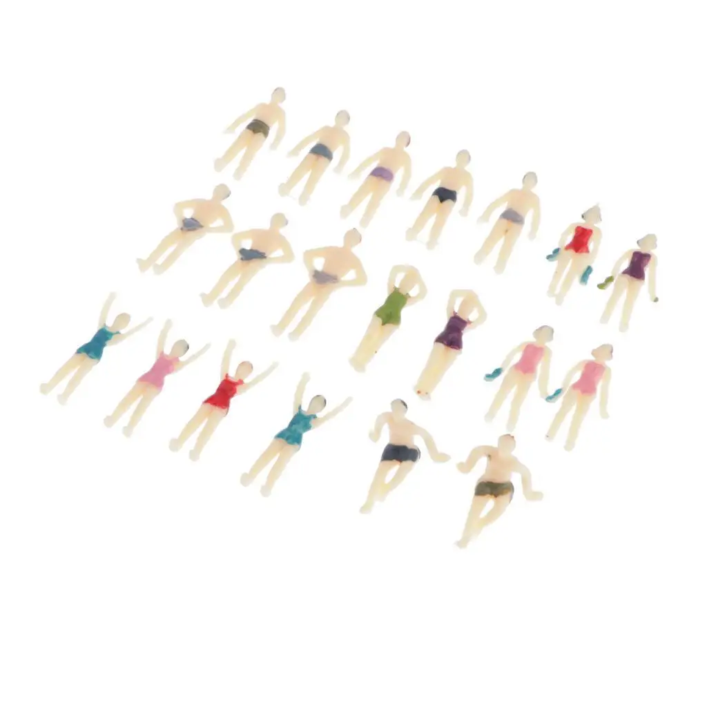 Figurines Peintes pour Paysage, 20 Pièces, Femmes et Hommes, 1:75