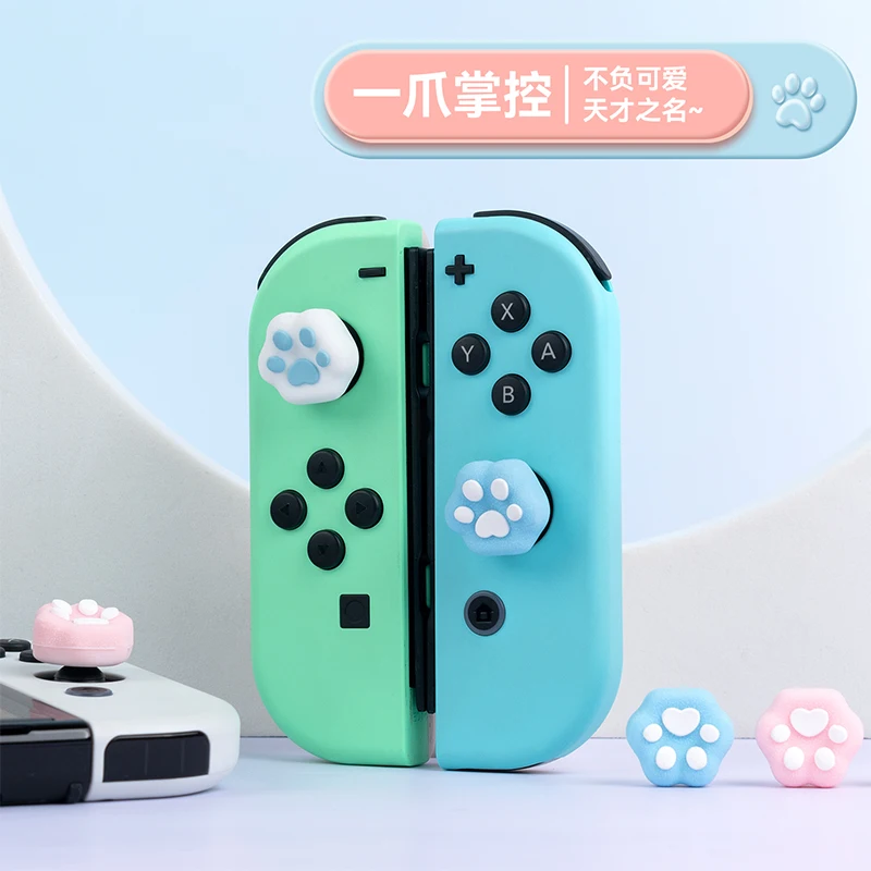 Capa protetora para nintendo switch oled ns lite joy-con controlador miniaturas capa de proteção de aperto de vara de polegar macio pata de gato