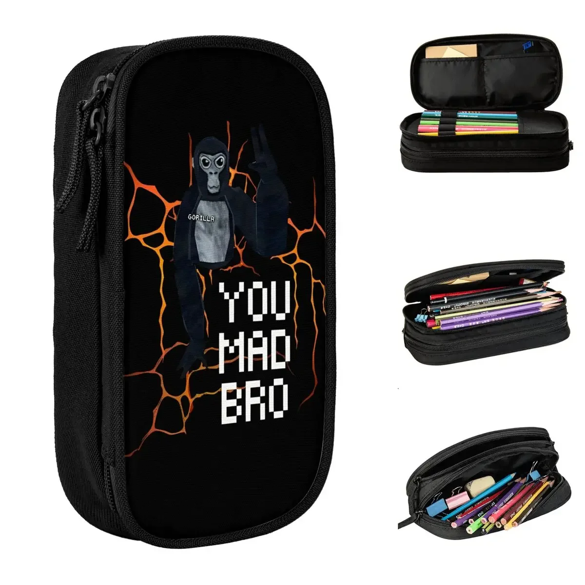 

Gorilla Tag You Mad Bro Pencil Case Lovely Game Monkeys Pen Box Bags Girl Boy Large Storage School Supplies Cosmetic Pencilcases