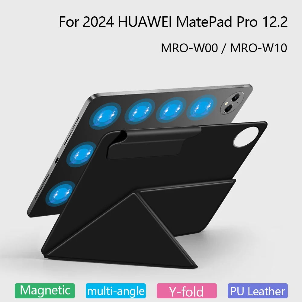 

Tablet Case Folio For HUAWEI 2024 MatePad Pro 12.2 Inch MRO-W00 MRO-W10 Y-Fold Ultra Thin Magnetic Smart Cover With Auto Wake UP