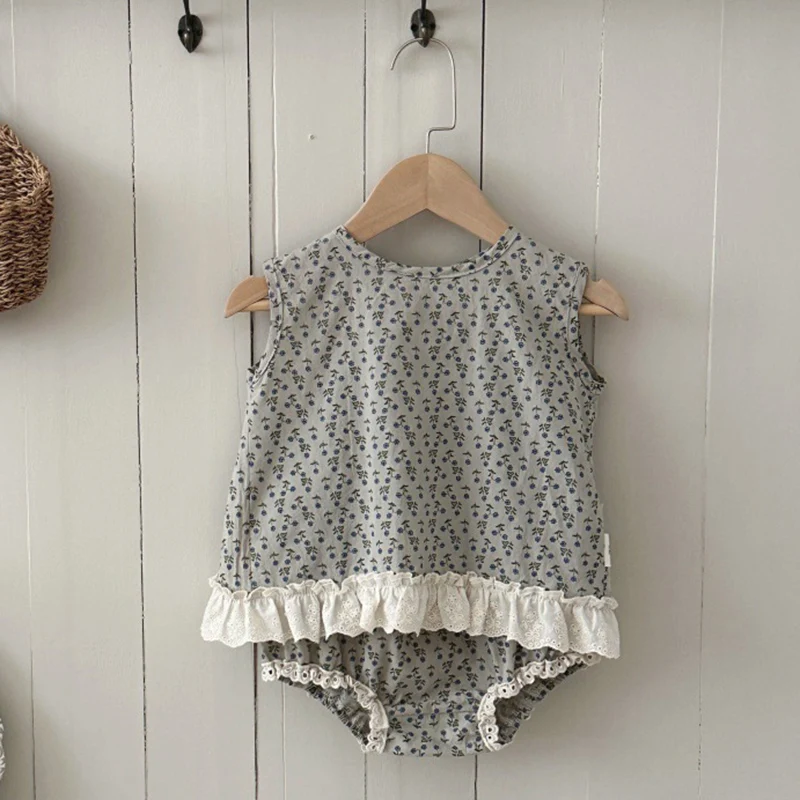 2026 New Summer 0-3Yrs Children Clothes Suit Newborn Baby Girls Clothing Set Sleeveless Cotton Printed Vest+PP Shorts 4