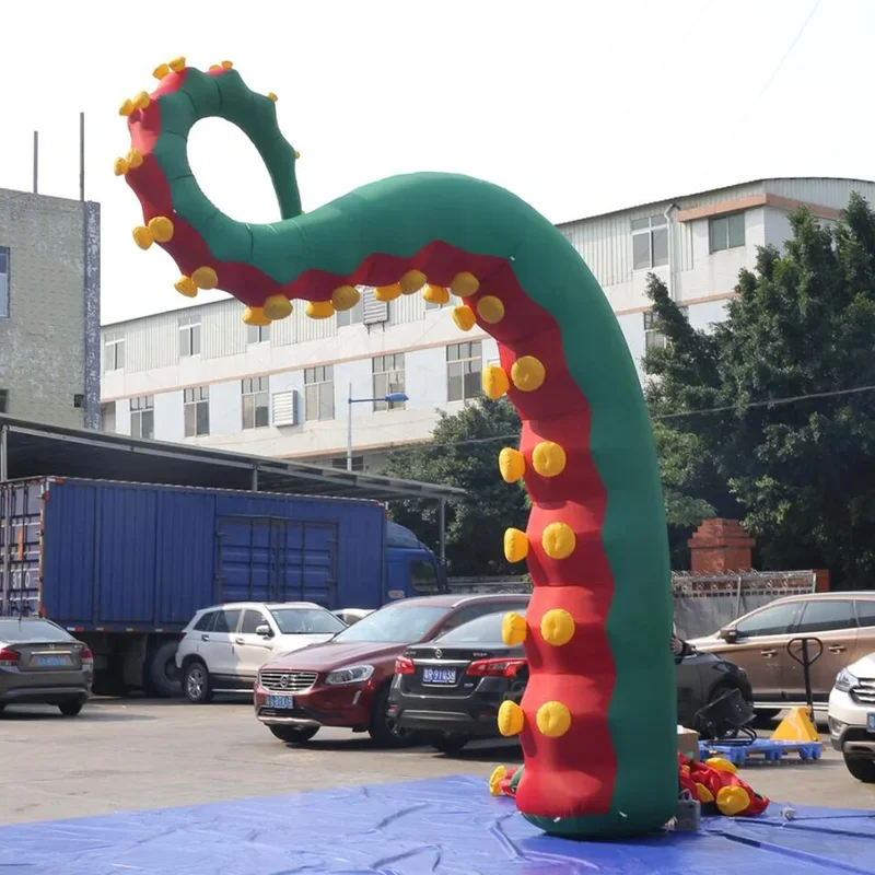 Barracas de polvo infláveis, braço de polvo inflável gigante, pés de água-viva com ventilador interno para decoração de construção de janelas ao ar livre