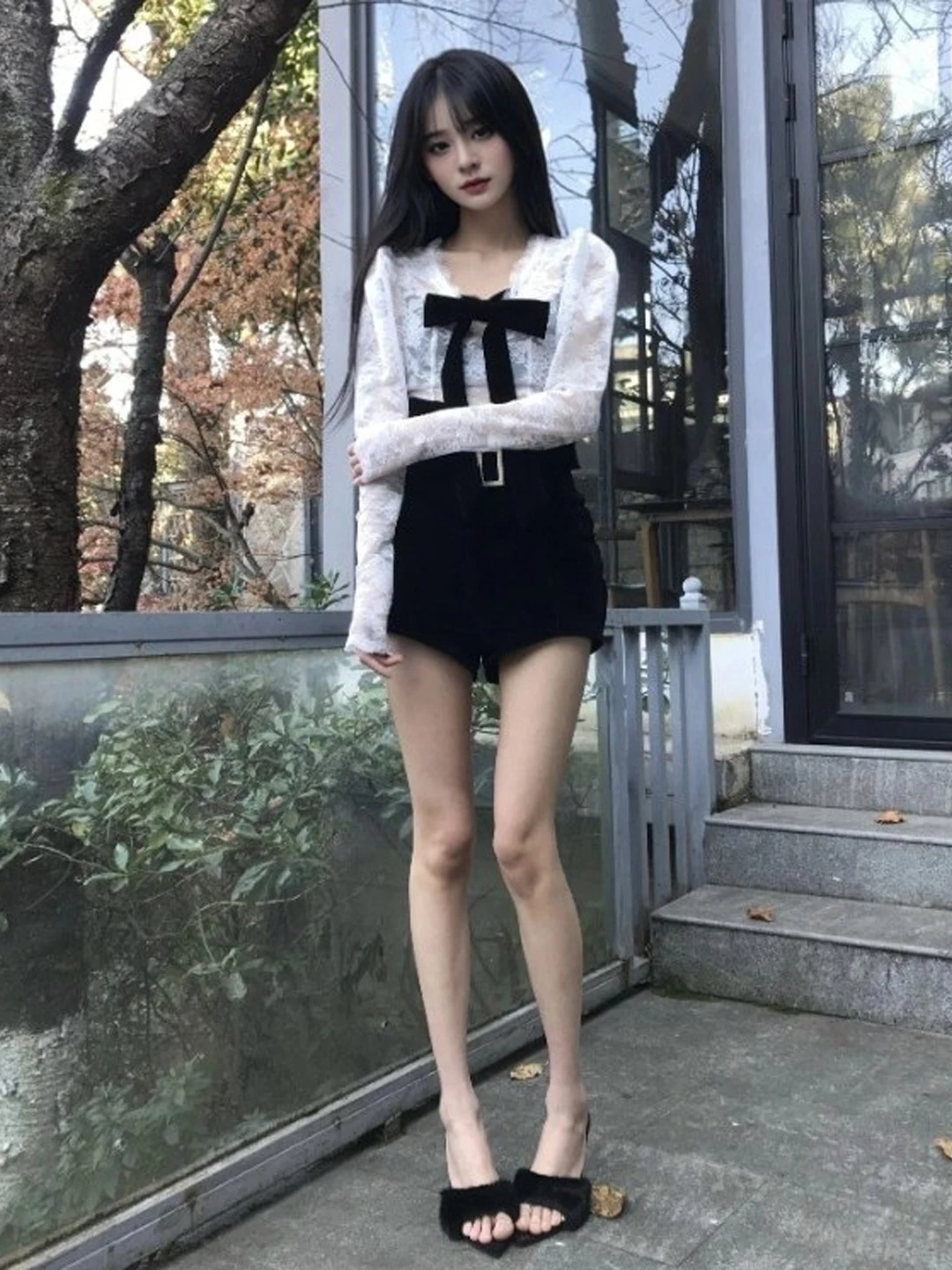 

Unique Knot Top And orts Set Cute Faionable Spring Outfit for Small Women Comfortable High Waist Cotton Pants