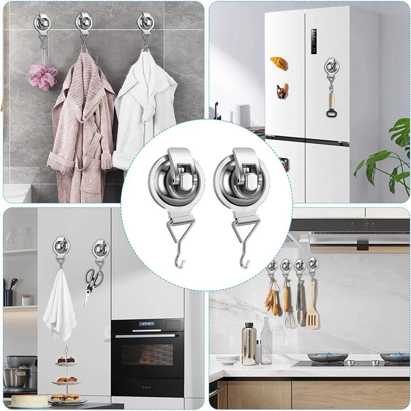 4PCS Heavy-Duty Suction Cup Hooks For Towel, Robe, Loofah & Wreath, For Bathroom & Kitchen, No Tools Required-A Easy To Use