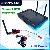 5.8G 56CH 7 Inch FPV IPS Monitor 1024*600px With DVR and 2W adjustable VTX Transmitter Camera 1500TVL have microphone for RC