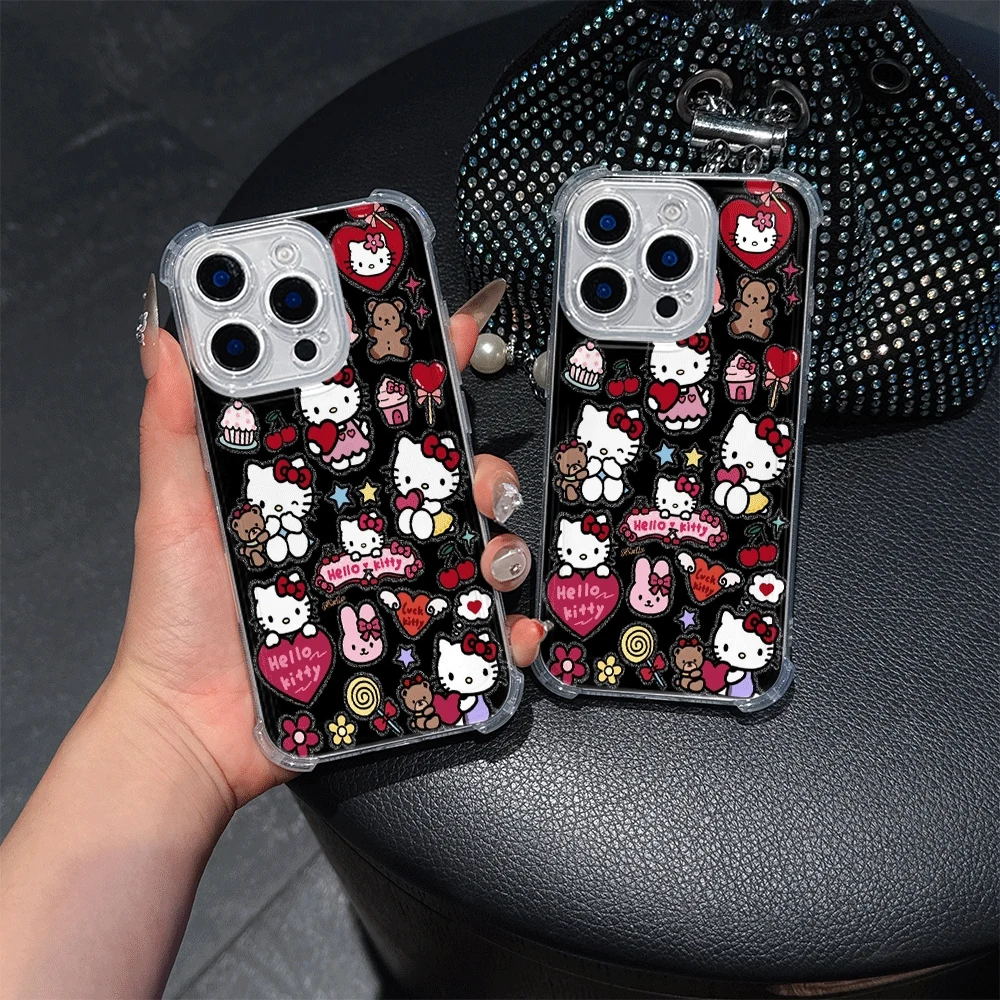 Sanrio-funda de teléfono suave para IPhone 13, IPhone 16/15/14/13/12/11/x/xs/xs Max, funda transparente para teléfono para mujer, juguetes para gatos de Hello Kitty