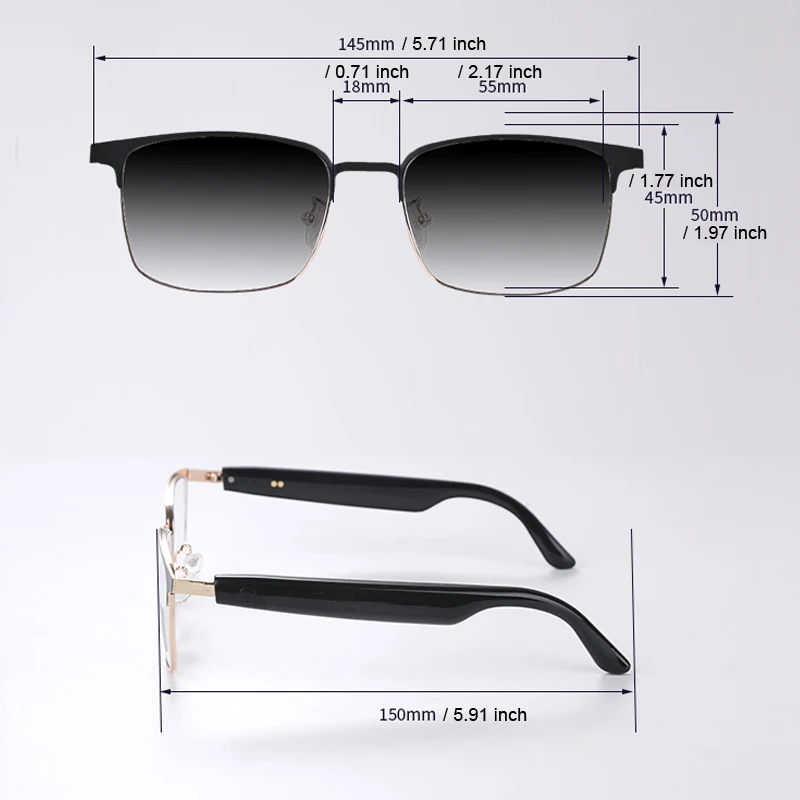 Koipsse Smart Glasses Metal Frame Color-Changing Lenses Multi-Function Wireless Bluetooth Headset Call Dual Touch Men and Women