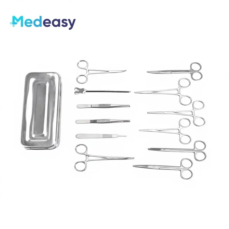 Hot Sale Medeasy Training Stainless Steel Manual Instrument Box 13 Piece Dressing Kit for Basic Minor Surgery