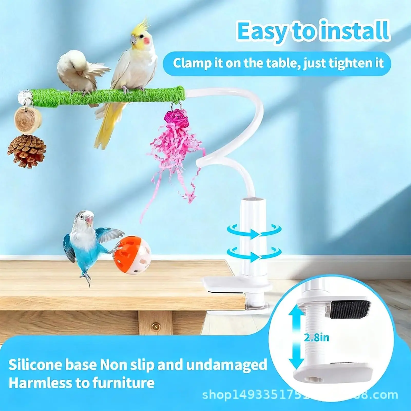 Cockatiel Perch Desktop Training Pole With Clip BendableBird Stand Perch For Canary Finch Cockatiel Lovebird Hummingbird Living