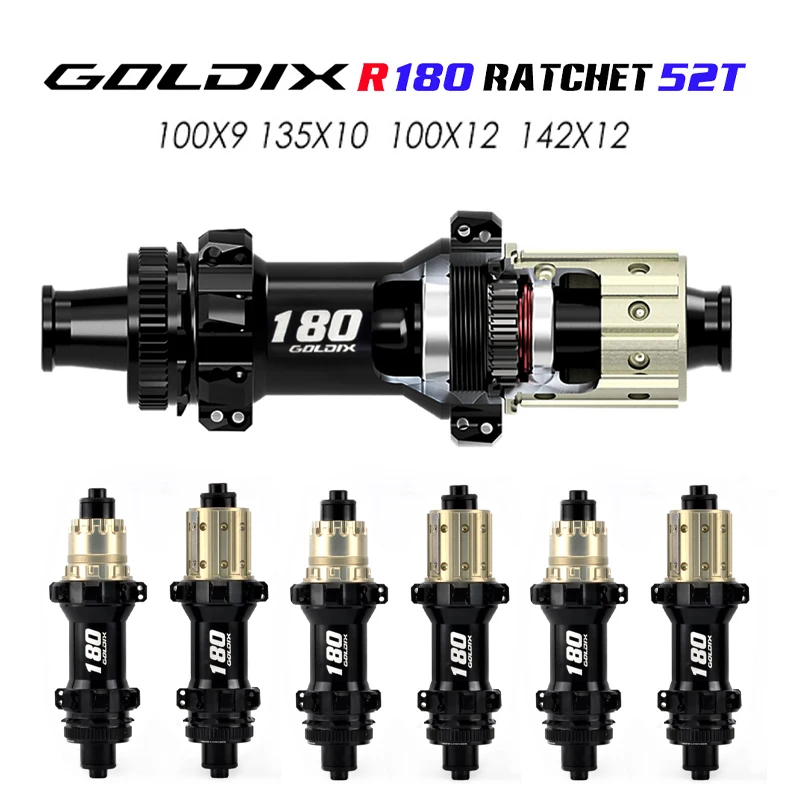 moyeu-goldix-gravel-28h-52t-a-cliquet-roulement-etanche-tirage-direct-center-lock-10x135-12x142-arriere-12x100-avant-xdr-hg-cube