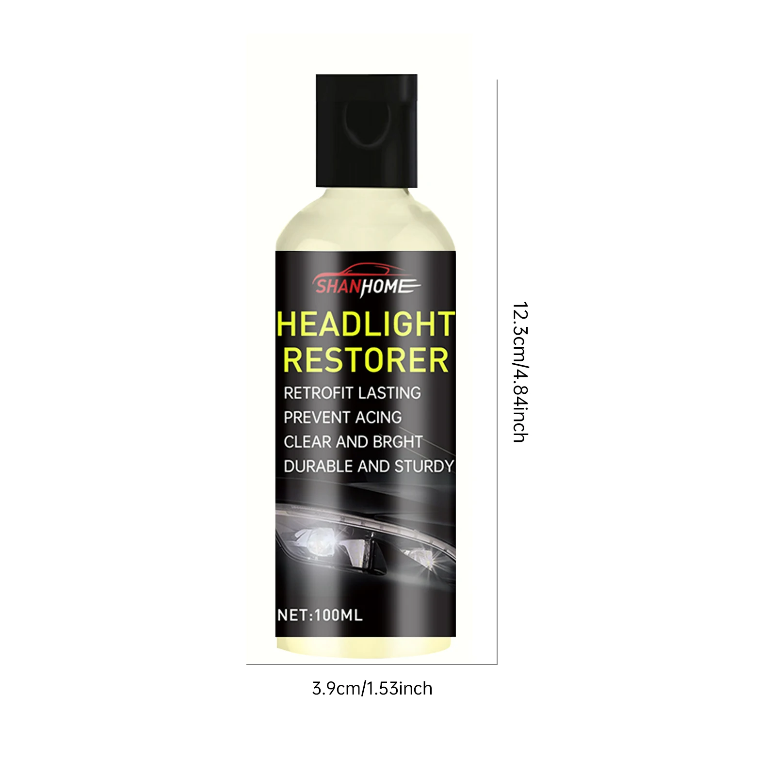 Car Headlight Refurbishment Repair Fluid, No Polishing Car Headlight Shell Aging Cleaning Agent, Lampshade Yellowing Polishing Agent Artifact