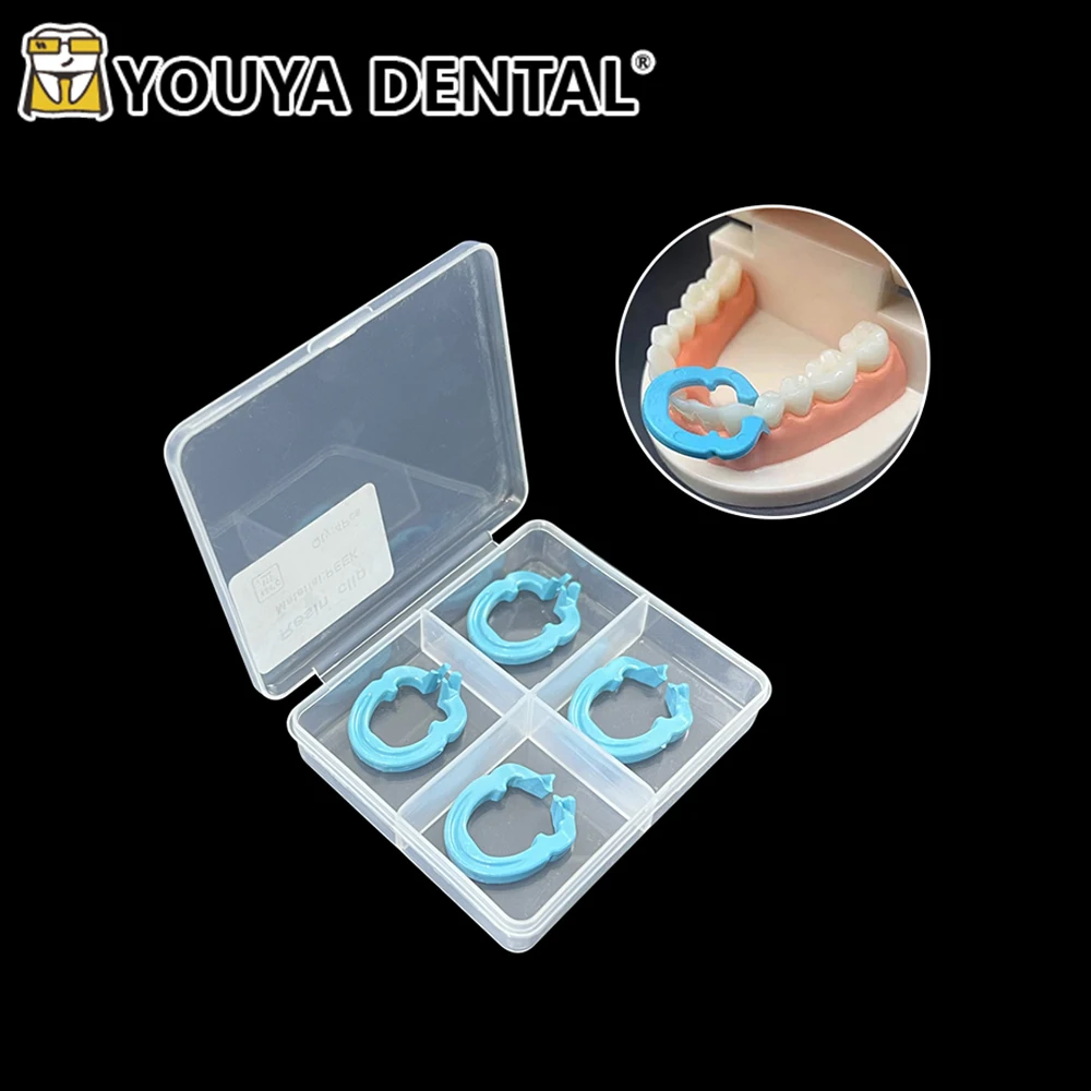 4pcs/Box Dental Resin Clamping Ring Autoclavable Separator Ring Sectional Contoured Metal Matrices Holder Matrix Fixed Clamp