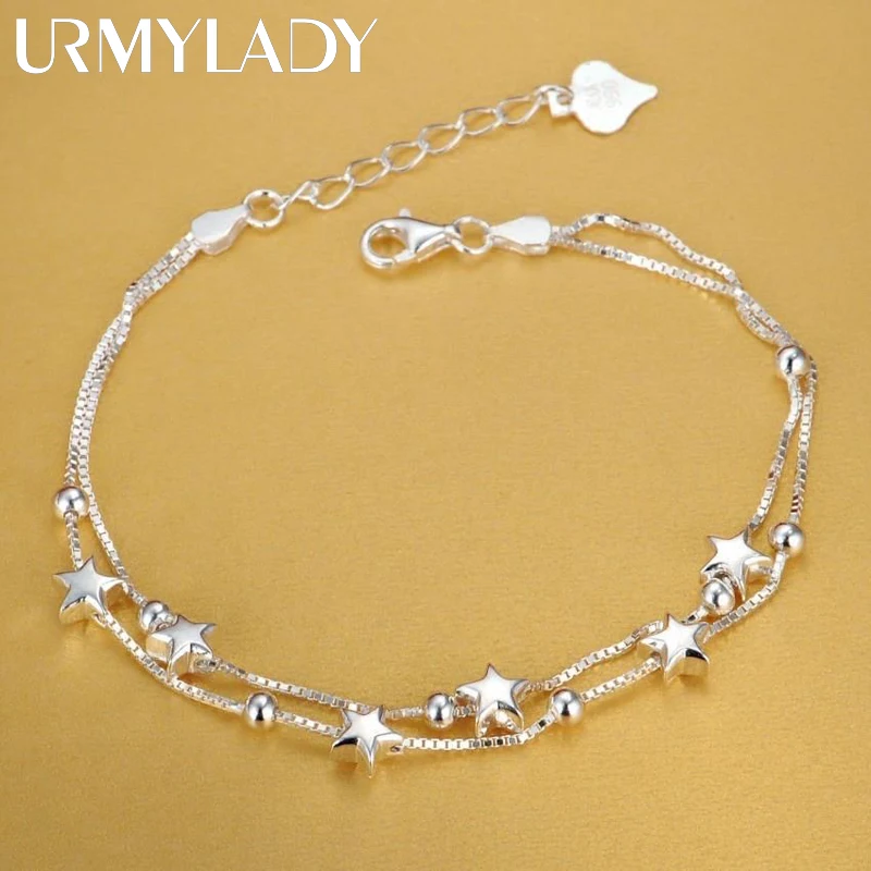 

URMYLADY 925 sterling silver Beautiful stars Bracelets for women korean fashion designer party Wedding Jewelry Holiday gifts