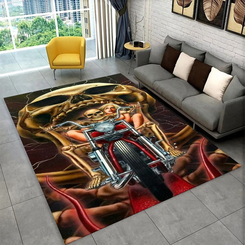 Retro H-Harleys Racing Moto Non-Slip Area Rug for Living Room,Bedroom,Playroom,Soft Carpet Floor Mat Home Decor Rug Kids Room view 4