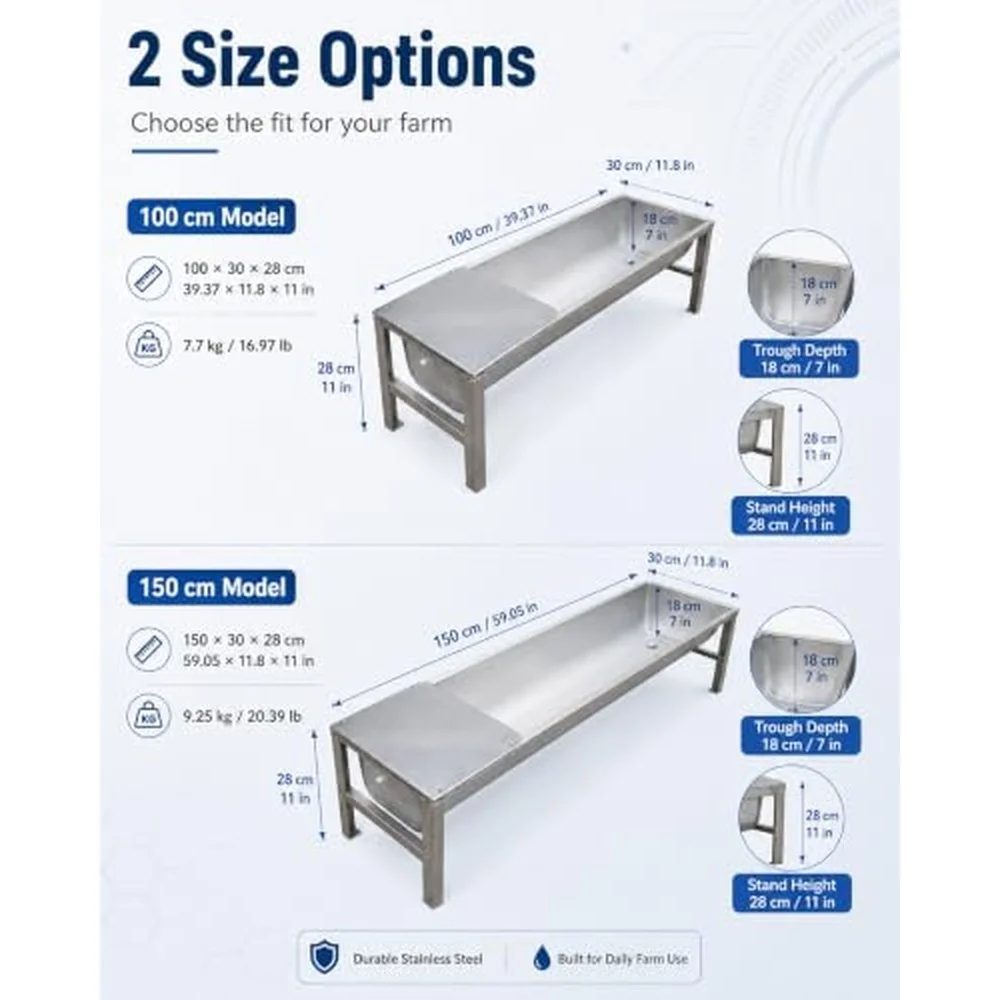 Automatic Livestock Water Trough Stainless Steel Pig Horse Goat Waterer Large Capacity Self Filling Float Valve Drain