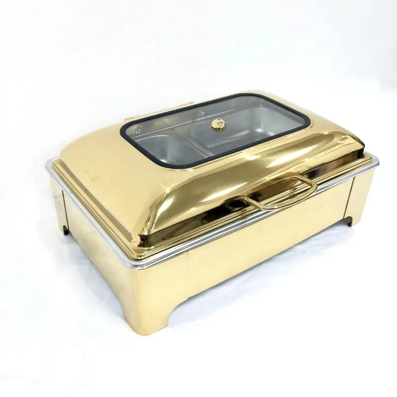 Hotel Restaurant Dining Luxury Hot Pot Buffet Set Stainless Steel Buffet Serving Heating Food Heater Set