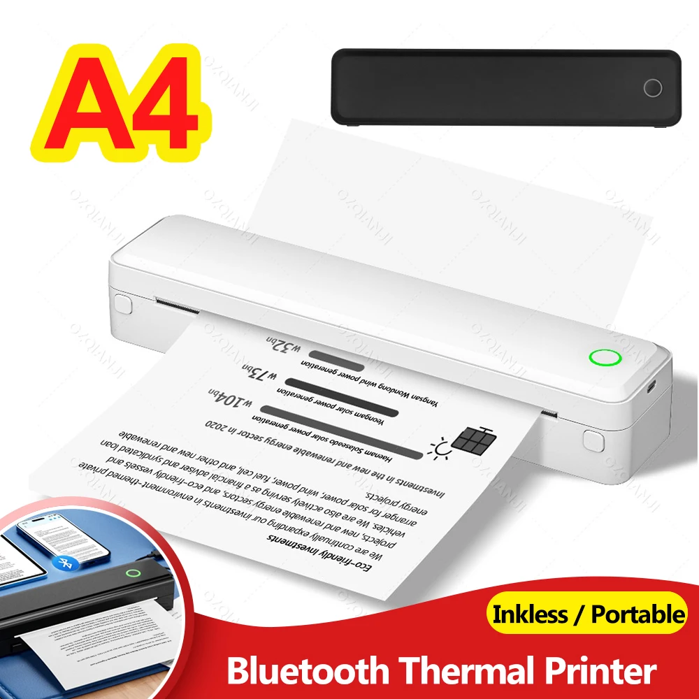 Portable Printer Wireless for Travel Office, Inkless Thermal Printer for Phone Laptop, Support 8.5 X 11'' US Letter and A4 Size