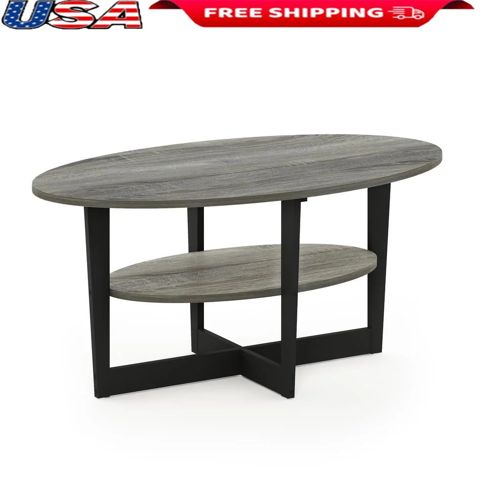 

Овальный журнальный столик, полка для хранения из композитного дерева средней плотности, простая сборка, мебель для дома, прочный дизайн с закругленными краями