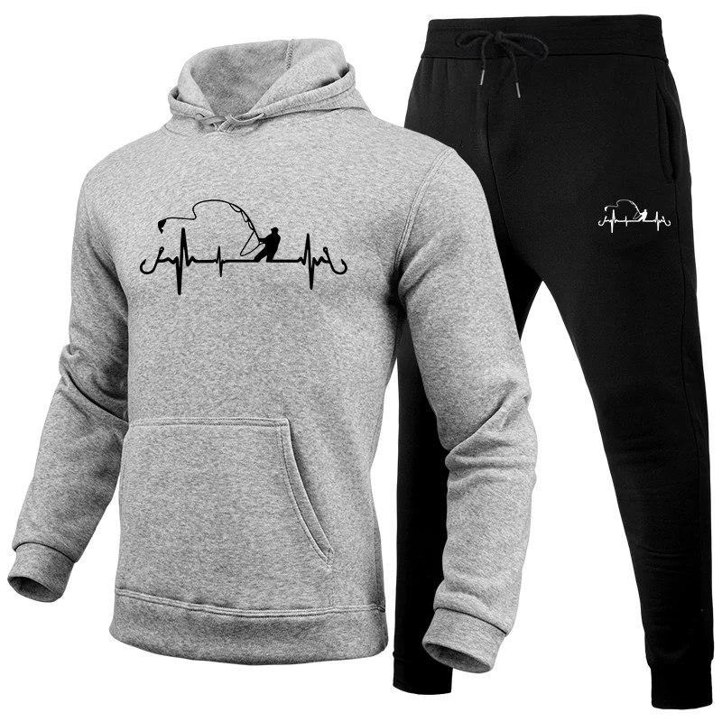 Men's Tracksuit Print Casual Hooded Sweatshirt Outdoors Fitness Sports Jogging Clothing Autumn Winter Street Single Hoodie Pants - view 4