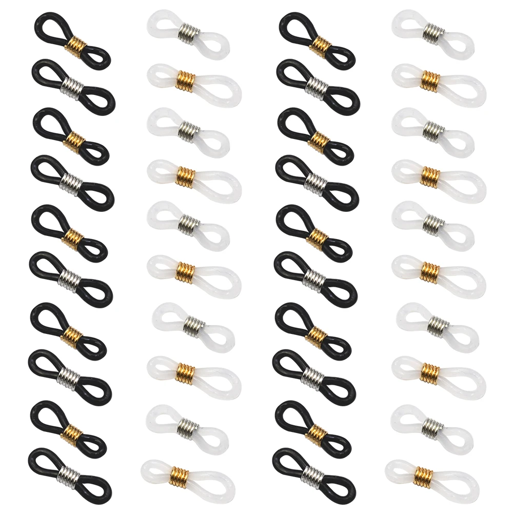 

40pcs Glasses Chain Anti-slip Buckle Clips Black Gold Clear White K Pairs Silicone Eyewear Retaining Hook Jewelry Accessories