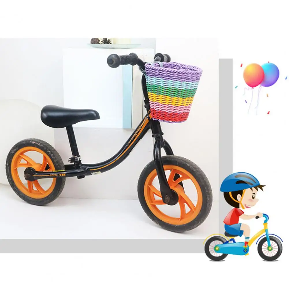 Cycling Bike Basket Vibrant Hand-woven Bicycle Basket Spacious Easy-to-install Front Basket for Toddler Tricycles Stylish Bike