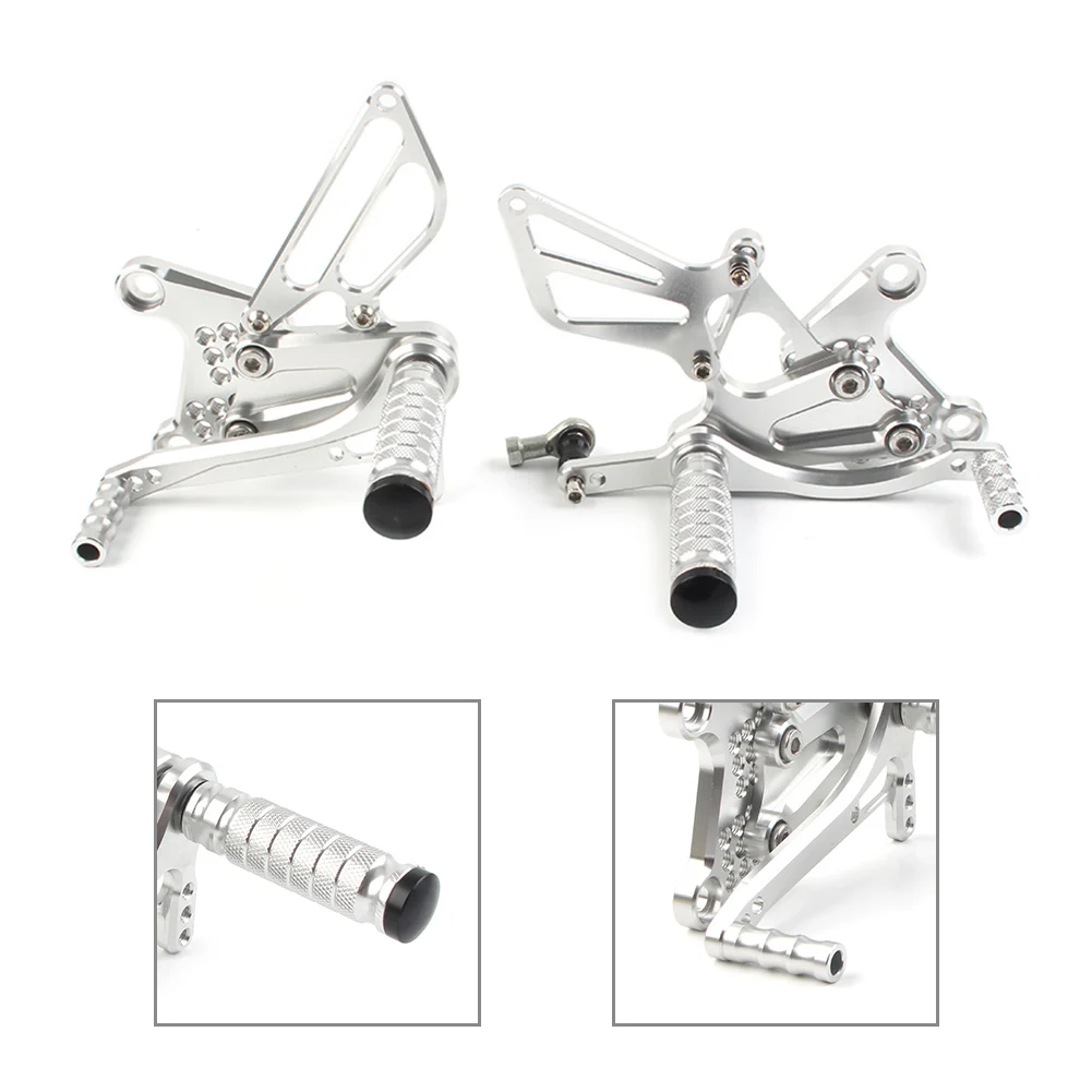 Silver Motorcycle Footrest For Honda NSF100 NSR50 All Years Adjustable Aluminum Foot Rear Rear Set Kits