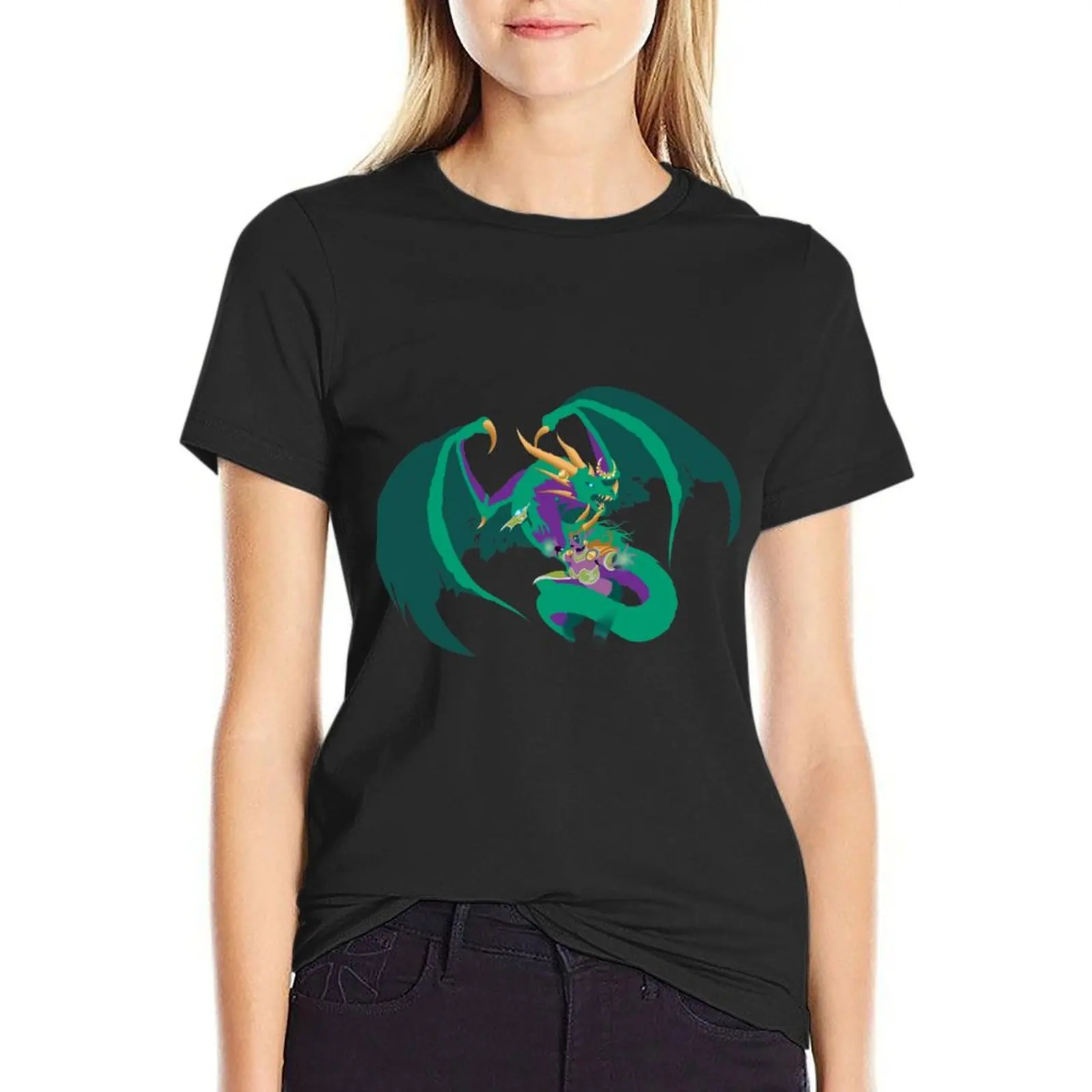 

Ysera and her dragon form T-Shirt tees kawaii clothes workout shirts for Women loose fit