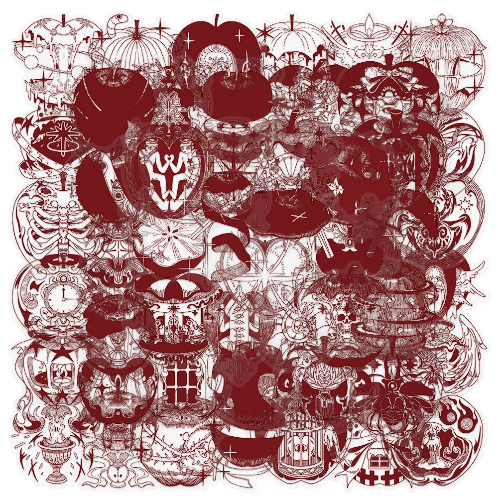 10/30/50 Stück Transparente Cartoon Retro Art Rote Apfel Aufkleber Gotisches Muster Abziehbilder Koffer Helm Laptop Coole Graffiti Sticker
